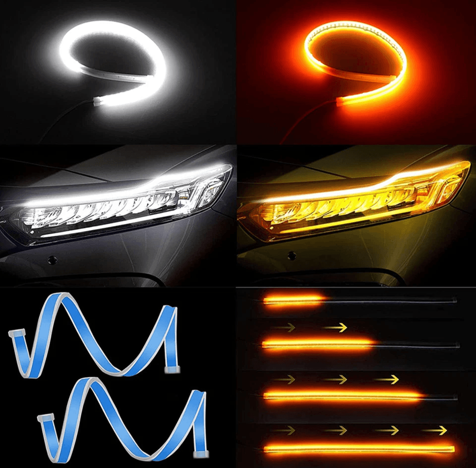 Amber Sequential LED DRL Turn Signal Strip For Car Headlights 3