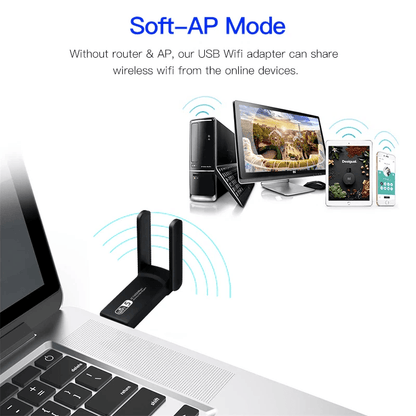 1300Mbps Long Range AC1300 Dual Band 5GHz Wireless USB 30 WiFi Adapter With HighGain Antennas 2