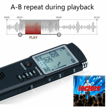 Compact Dictaphone Audio MP3 Sound Mini Recorder Player VoiceActivated Lecture Digital Voice Record 6