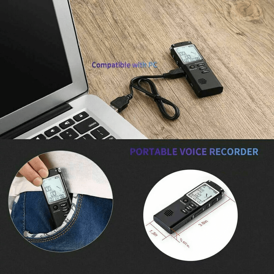Compact Dictaphone Audio MP3 Sound Mini Recorder Player VoiceActivated Lecture Digital Voice Record 4