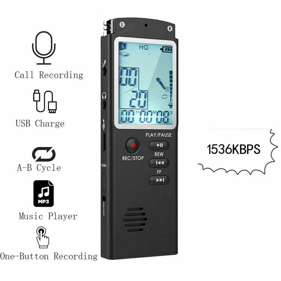 Compact Dictaphone Audio MP3 Sound Mini Recorder Player VoiceActivated Lecture Digital Voice Record 11