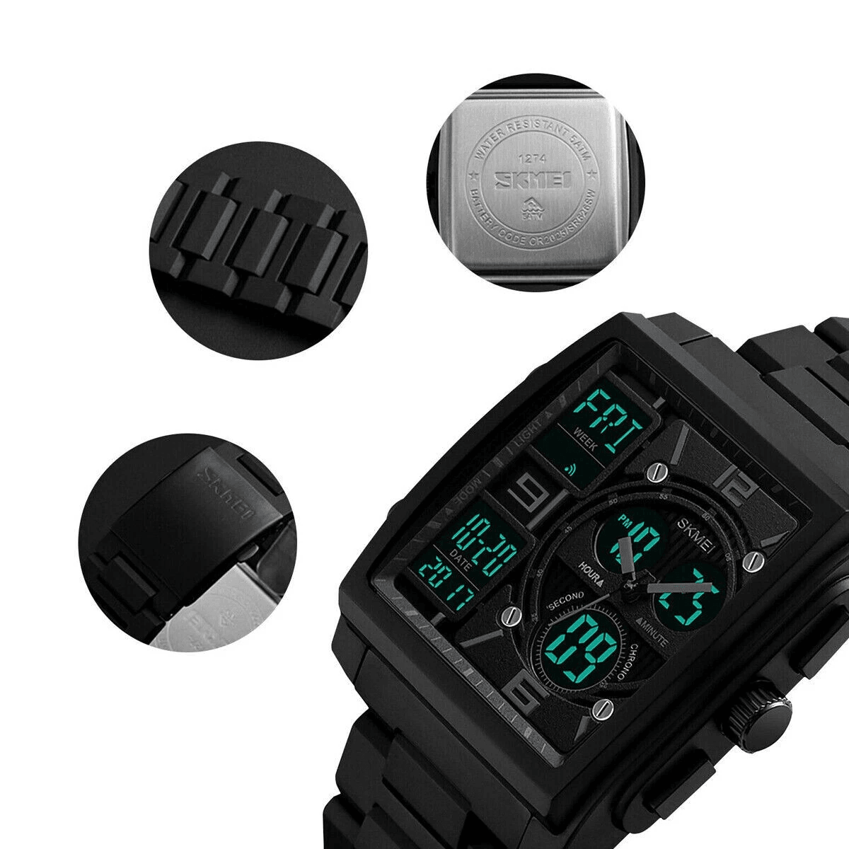 Chronograph Mens Digital Army Military Sport Quartz Analog Waterproof Watch  50M LED Backlight Shoc 4