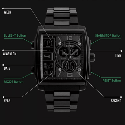 Chronograph Mens Digital Army Military Sport Quartz Analog Waterproof Watch  50M LED Backlight Shoc 5