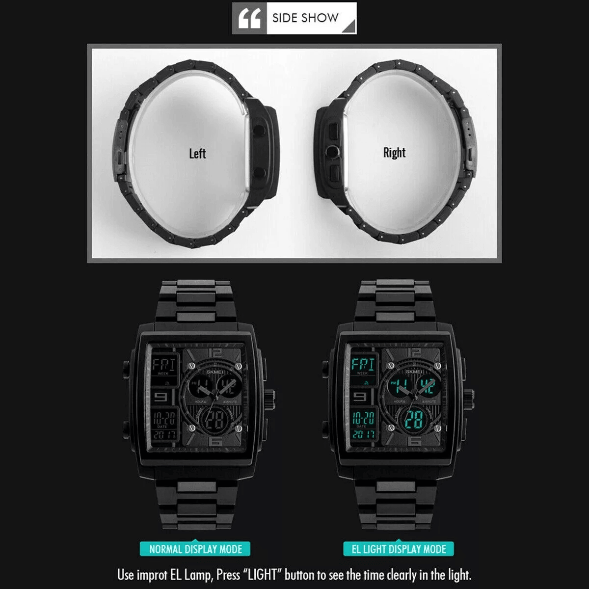 Chronograph Mens Digital Army Military Sport Quartz Analog Waterproof Watch  50M LED Backlight Shoc 6