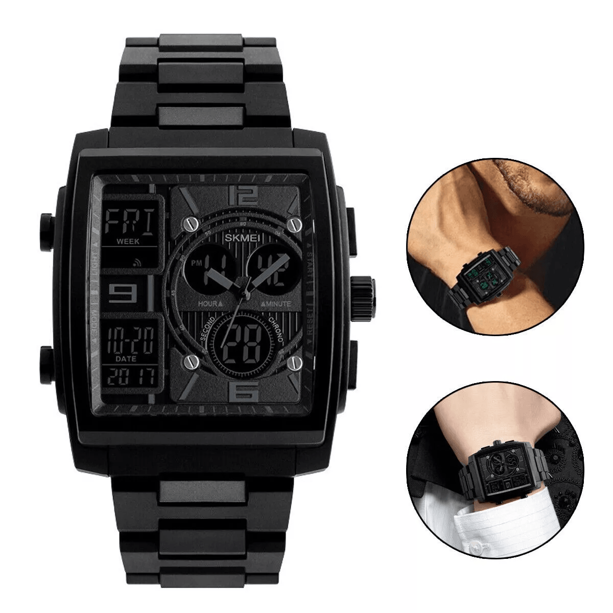 Chronograph Mens Digital Army Military Sport Quartz Analog Waterproof Watch  50M LED Backlight Shoc 8