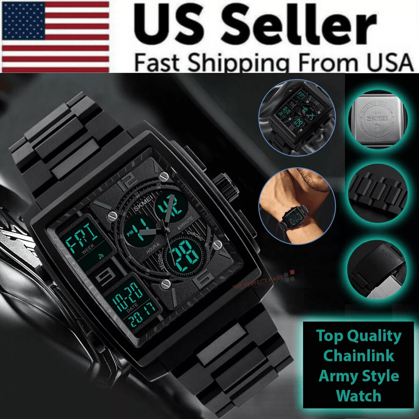 Chronograph Men's Digital Army Military Sport Quartz Analog Waterproof Watch – 50M LED Backlight Shock Resistant Outdoor