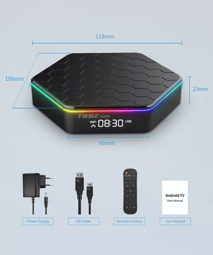 T95Z Plus Smart Android 12 TV Box With WiFi 6 QuadCore Processor 4K HD Streaming Player DualBand Wi
