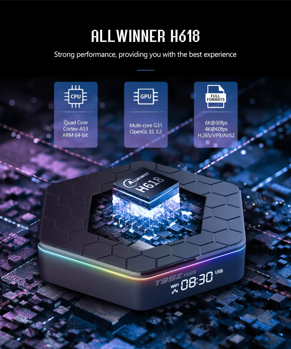 T95Z Plus Smart Android 12 TV Box With WiFi 6 QuadCore Processor 4K HD Streaming Player DualBand Wi
