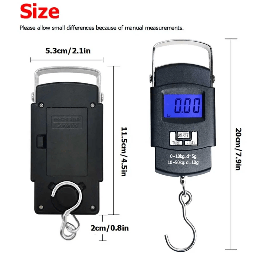 Digital Hanging Luggage Scale Portable LCD Electronic Travel Scale With Rotating Hook Backlight  Hi 9