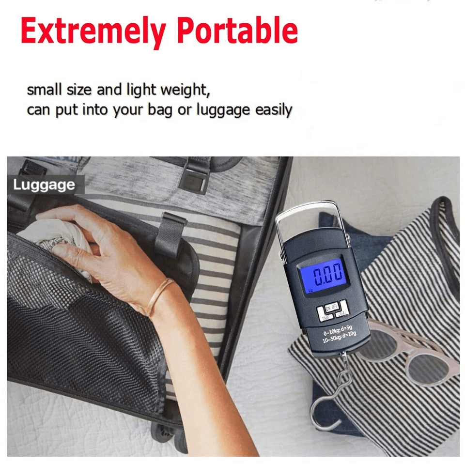 Digital Hanging Luggage Scale Portable LCD Electronic Travel Scale With Rotating Hook Backlight  Hi 2