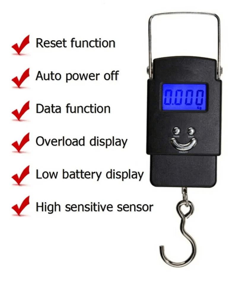 Digital Hanging Luggage Scale Portable LCD Electronic Travel Scale With Rotating Hook Backlight  Hi 8