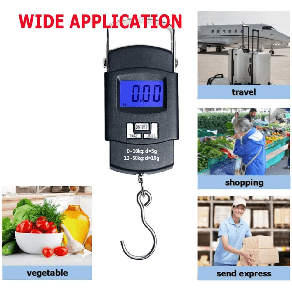 Digital Hanging Luggage Scale Portable LCD Electronic Travel Scale With Rotating Hook Backlight  Hi 1