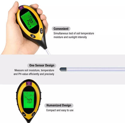 Professional LCD Digital Soil Tester PH Water Moisture Temperature Sunlight Sensor Ideal For Garden 9
