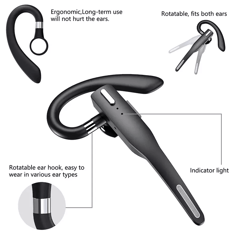 Trucker Bluetooth Wireless Headset With Dual Mic  Noise Cancelling Earpiece 2