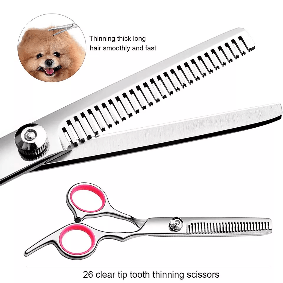 Professional Pet Grooming Scissors Kit Stainless Steel Curved Thinning  Straight Shears For Dogs  C 17