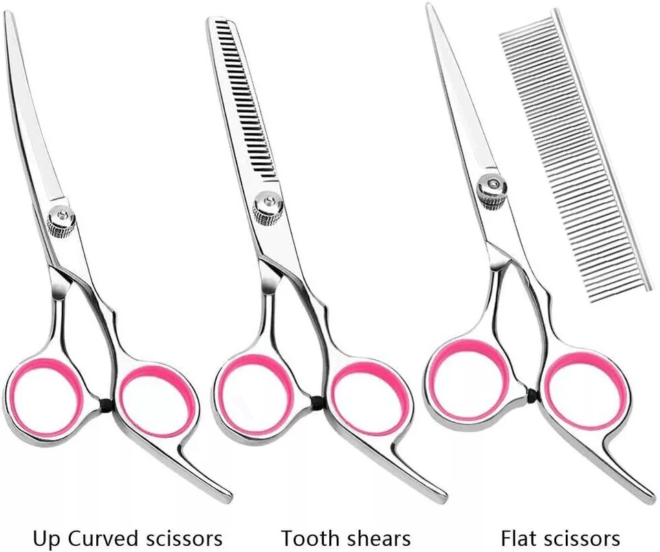 Professional Pet Grooming Scissors Kit Stainless Steel Curved Thinning  Straight Shears For Dogs  C 6