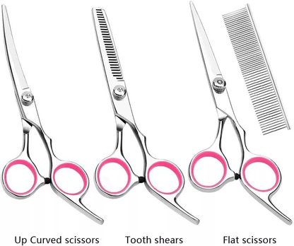 Professional Pet Grooming Scissors Kit Stainless Steel Curved Thinning  Straight Shears For Dogs  C 6