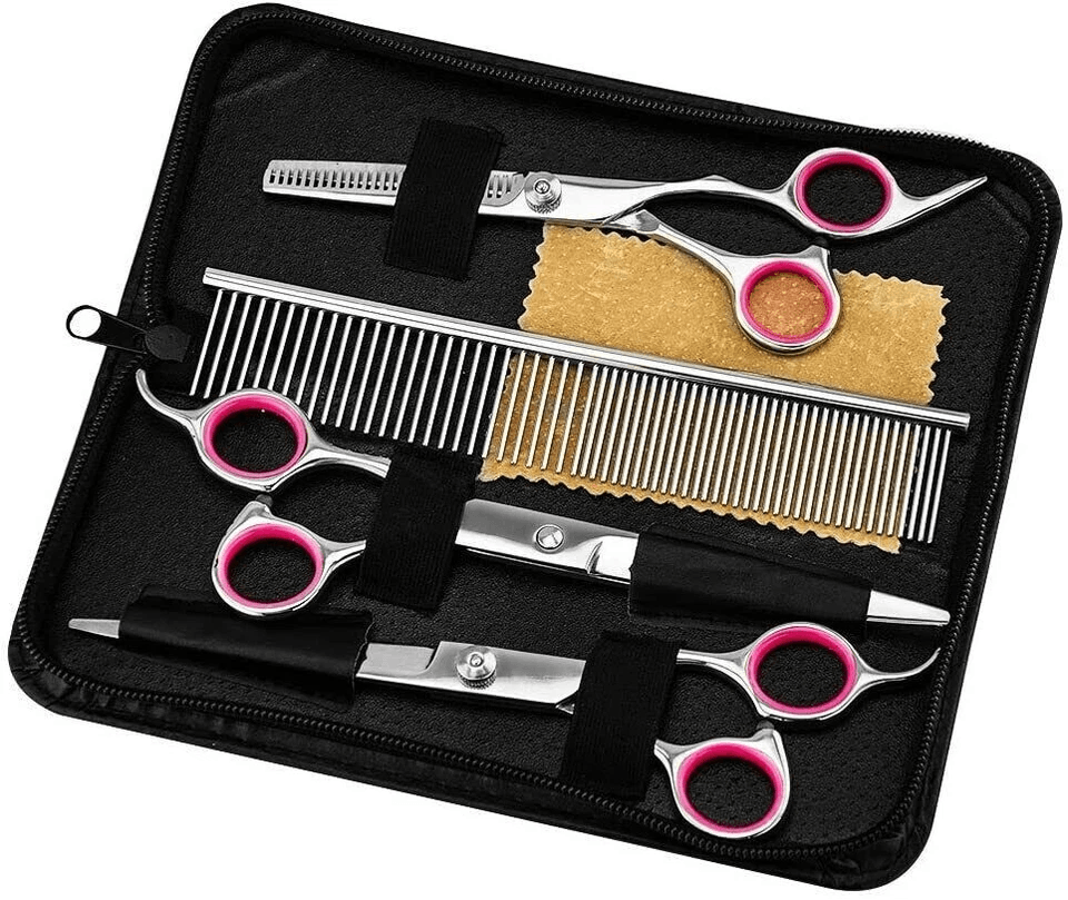 Professional Pet Grooming Scissors Kit Stainless Steel Curved Thinning  Straight Shears For Dogs  C 5