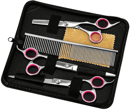 Professional Pet Grooming Scissors Kit Stainless Steel Curved Thinning  Straight Shears For Dogs  C 5