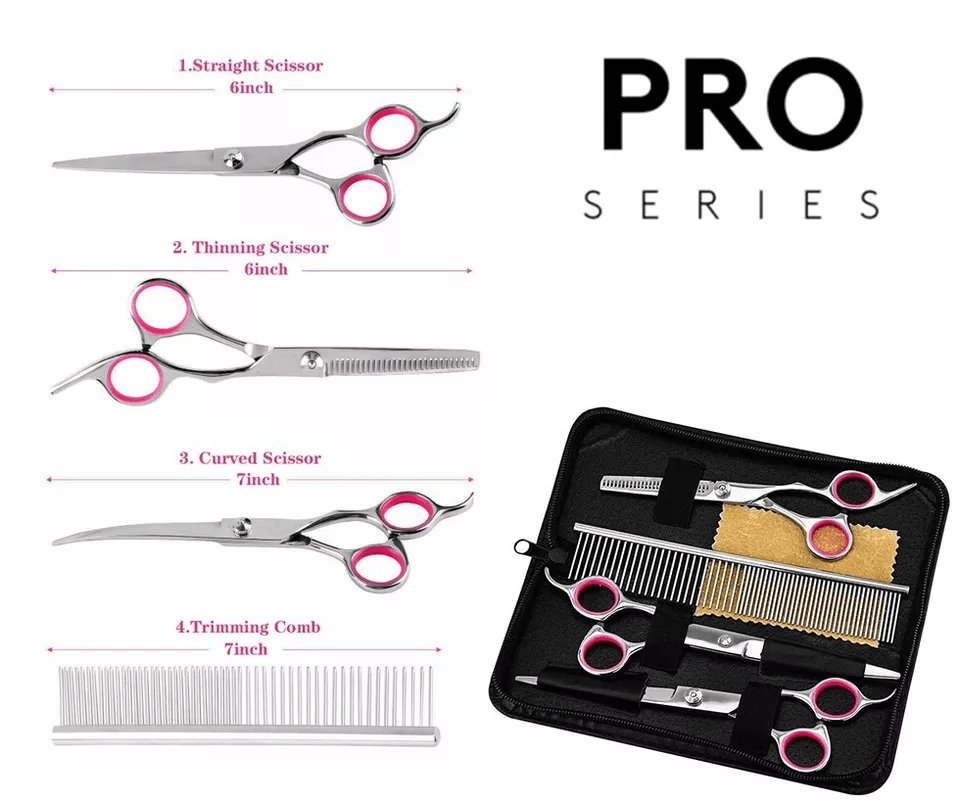 Professional Pet Grooming Scissors Kit Stainless Steel Curved Thinning  Straight Shears For Dogs  C 1