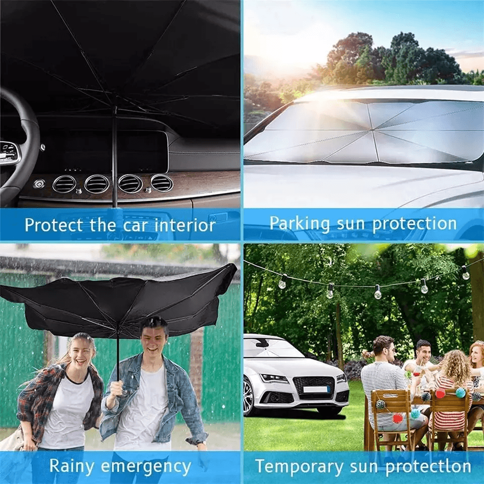 Car Windshield Sun Shade Foldable Umbrella Front Window Cover Visor UV  Heat Protection For SUV Tru 5