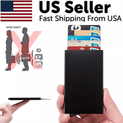 Men's RFID Blocking Slim Carbon Fiber Wallet with Money Clip – Stainless Steel Credit Card Holder