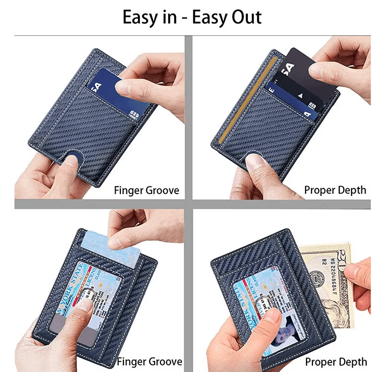Mens Leather Slim Wallet RFID Blocking Credit Card Holder With ID Window  Money Pocket 1