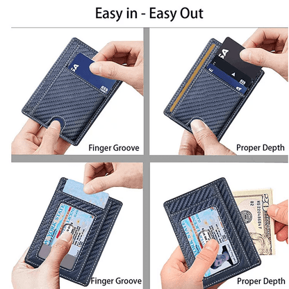 Mens Leather Slim Wallet RFID Blocking Credit Card Holder With ID Window  Money Pocket 1