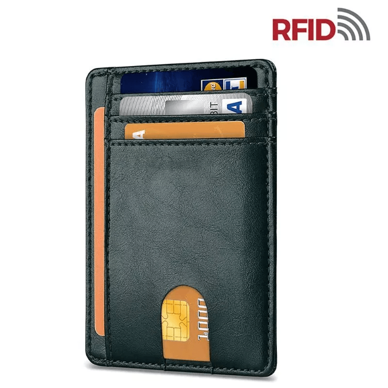 Mens Leather Slim Wallet RFID Blocking Credit Card Holder With ID Window  Money Pocket 4