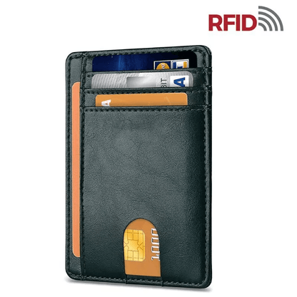 Mens Leather Slim Wallet RFID Blocking Credit Card Holder With ID Window  Money Pocket 4