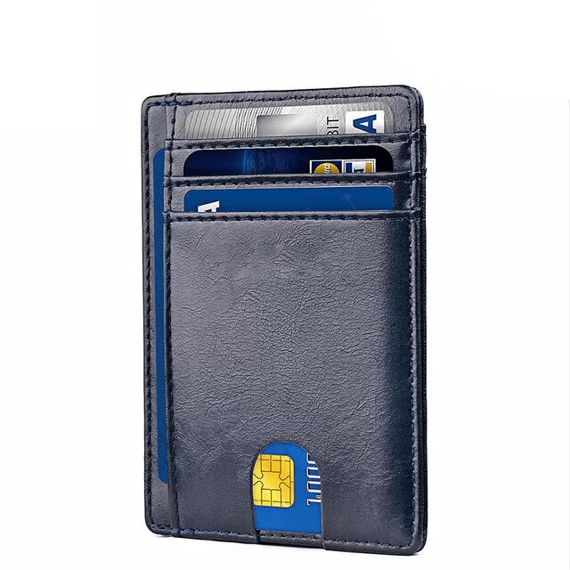 Mens Leather Slim Wallet RFID Blocking Credit Card Holder With ID Window  Money Pocket 5