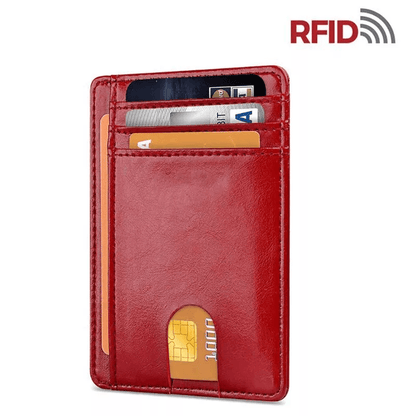 Mens Leather Slim Wallet RFID Blocking Credit Card Holder With ID Window  Money Pocket 6