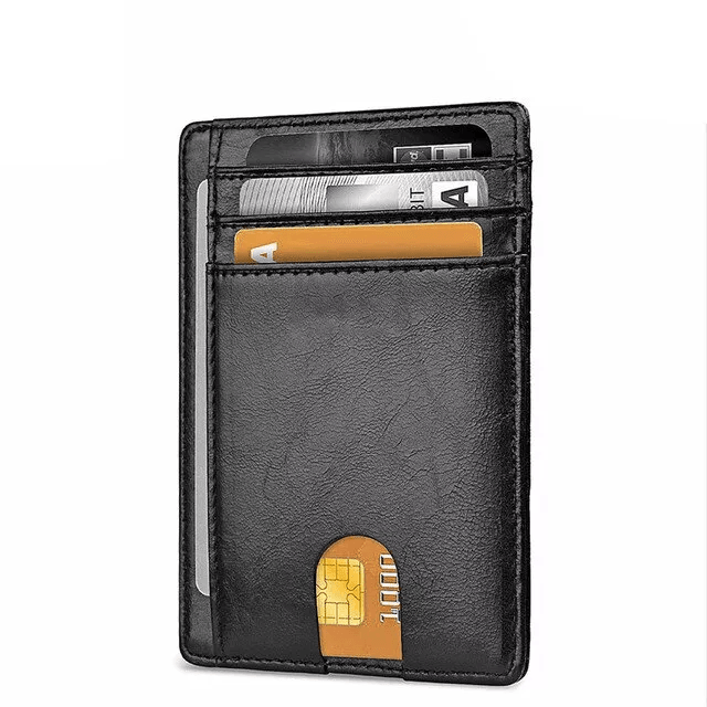 Mens Leather Slim Wallet RFID Blocking Credit Card Holder With ID Window  Money Pocket 8