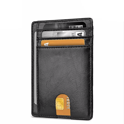Mens Leather Slim Wallet RFID Blocking Credit Card Holder With ID Window  Money Pocket 8