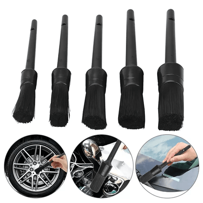 Car Detailing Brush Kit, Natural Boar Hair Brushes for Interior & Wheel Cleaning