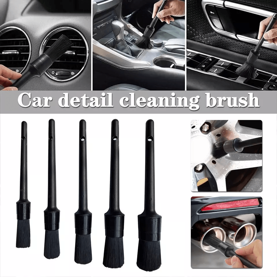 Car Detailing Brush Kit Natural Boar Hair Brushes For Interior  Wheel Cleaning 1