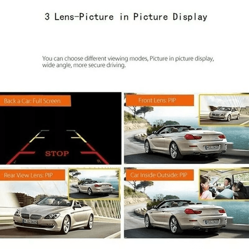 1080P 4 Dual Lens HD Car DVR Dash Cam Recorder With Rearview Camera GSensor Night Vision Motion Det 2