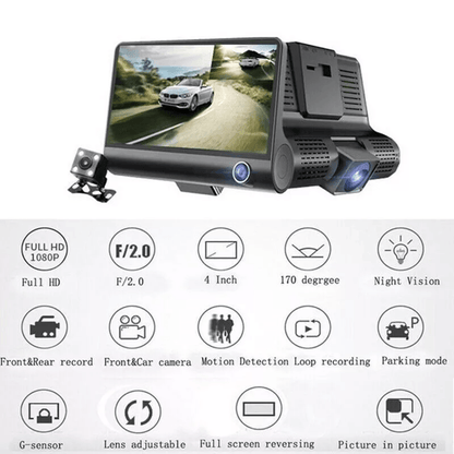 1080P 4 Dual Lens HD Car DVR Dash Cam Recorder With Rearview Camera GSensor Night Vision Motion Det 5