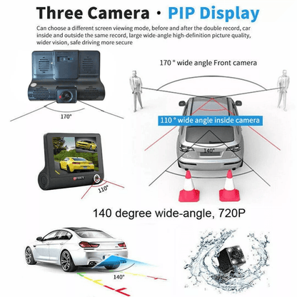 1080P 4 Dual Lens HD Car DVR Dash Cam Recorder With Rearview Camera GSensor Night Vision Motion Det 6