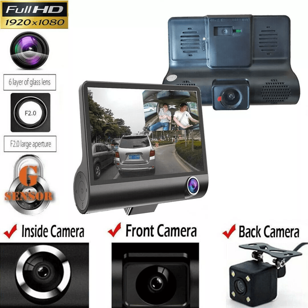1080P 4 Dual Lens HD Car DVR Dash Cam Recorder With Rearview Camera GSensor Night Vision Motion Det 9