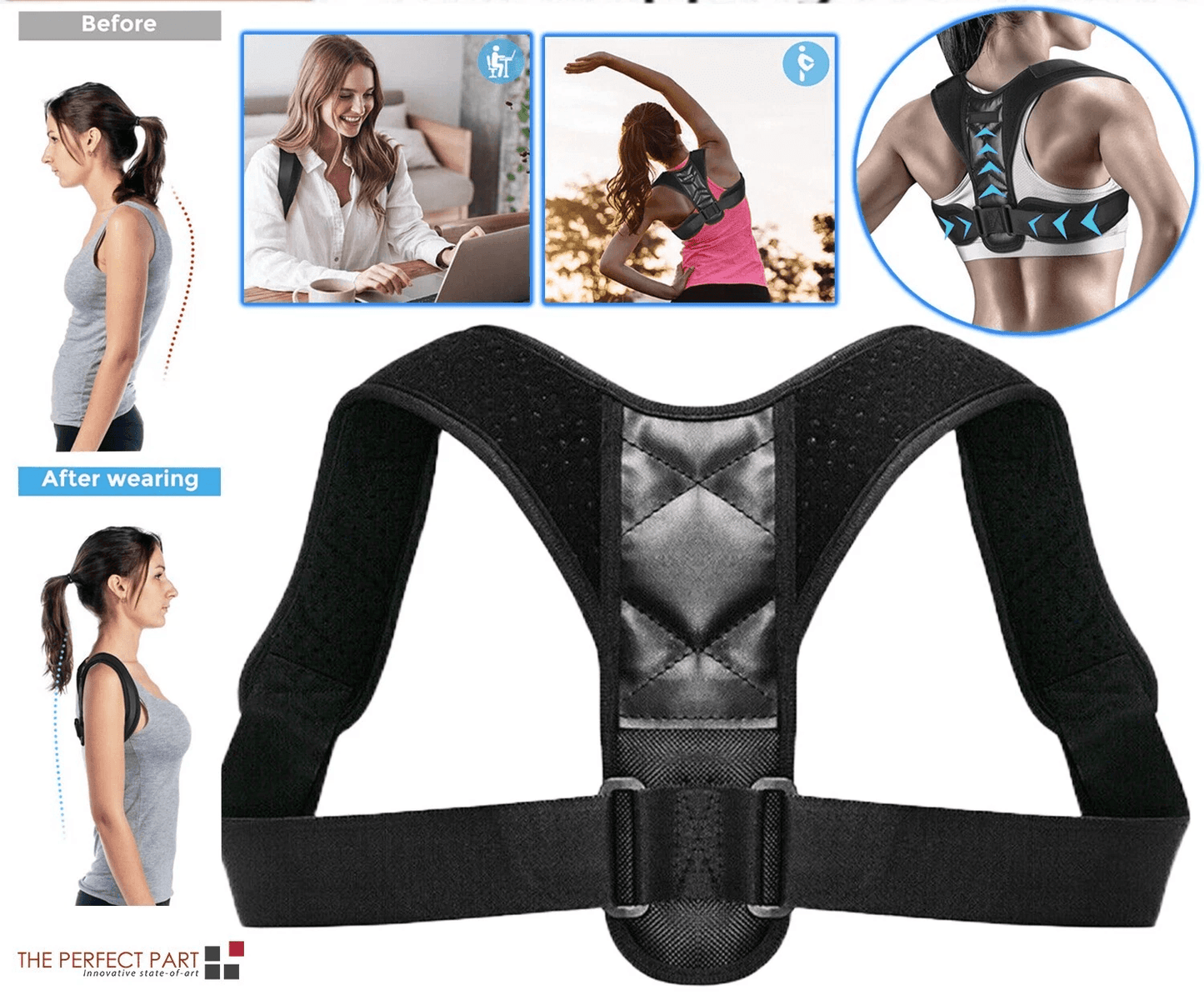 Posture Corrector Adjustable Back Brace Shoulder Support Clavicle Belt for Men & Women, Spine Alignment & Pain Relief