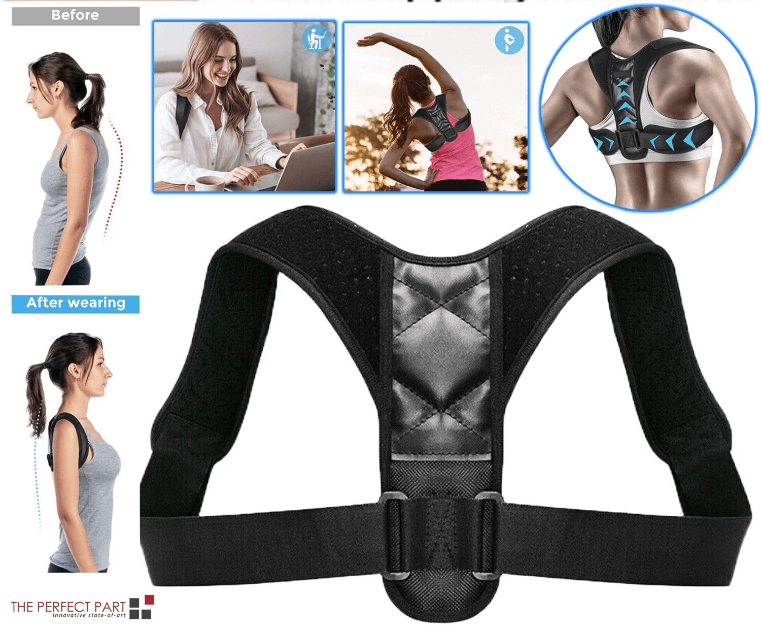 Posture Corrector Adjustable Back Brace Shoulder Support Clavicle Belt for Men & Women, Spine Alignment & Pain Relief