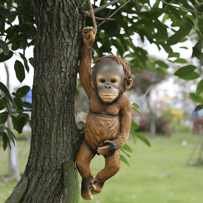 Realistic Monkey Chimp Hanging Rope Garden Ornament Outdoor Resin Statue Sculpture Decor For Trees  3