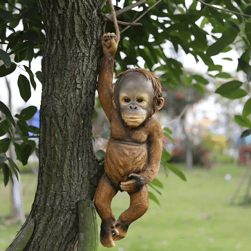 Realistic Monkey Chimp Hanging Rope Garden Ornament Outdoor Resin Statue Sculpture Decor For Trees  4