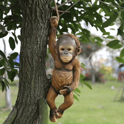 Realistic Monkey Chimp Hanging Rope Garden Ornament Outdoor Resin Statue Sculpture Decor For Trees  4