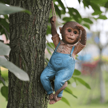 Realistic Monkey Chimp Hanging Rope Garden Ornament Outdoor Resin Statue Sculpture Decor For Trees  5