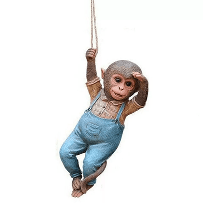 Realistic Monkey Chimp Hanging Rope Garden Ornament Outdoor Resin Statue Sculpture Decor For Trees  12