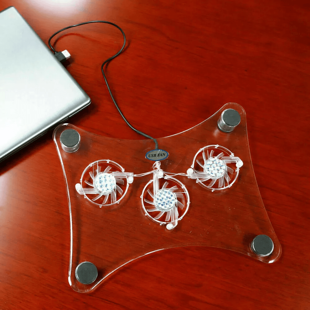 Laptop Cooling Pad Stand with Fans & LED Light Radiator for PC Notebook