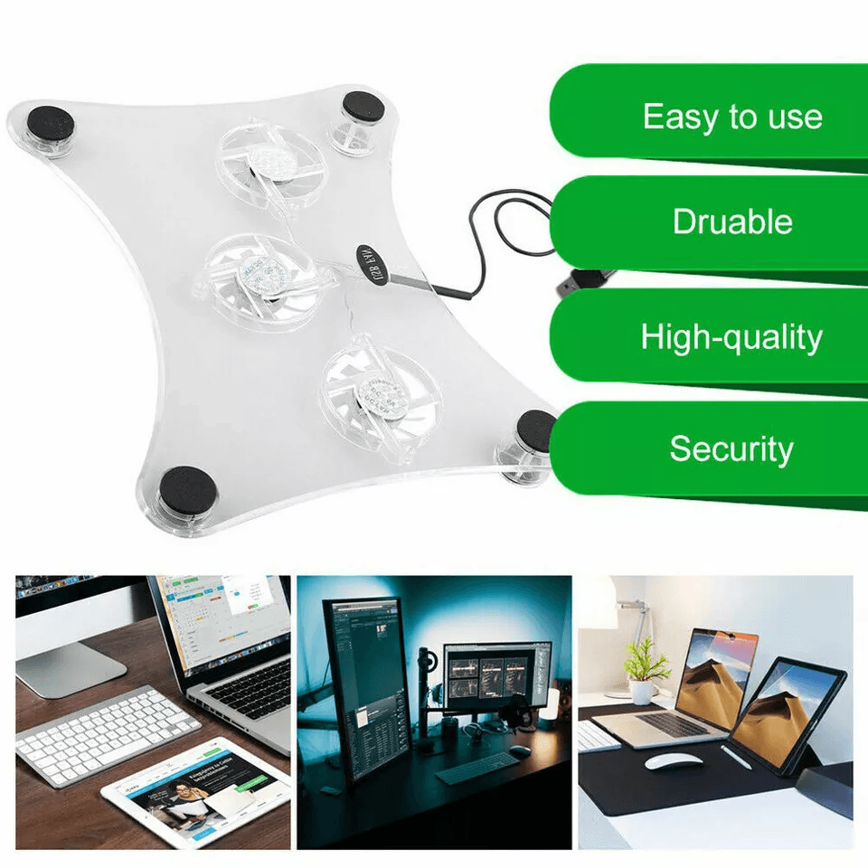 Laptop Cooling Pad Stand With Fans  LED Light Radiator For PC Notebook 3