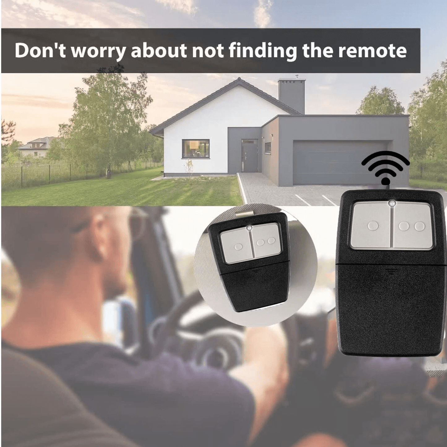 2 Pack Universal Garage Door Opener Remote For Clicker Compatible With DIP Switch  MultiCode Gate S 2